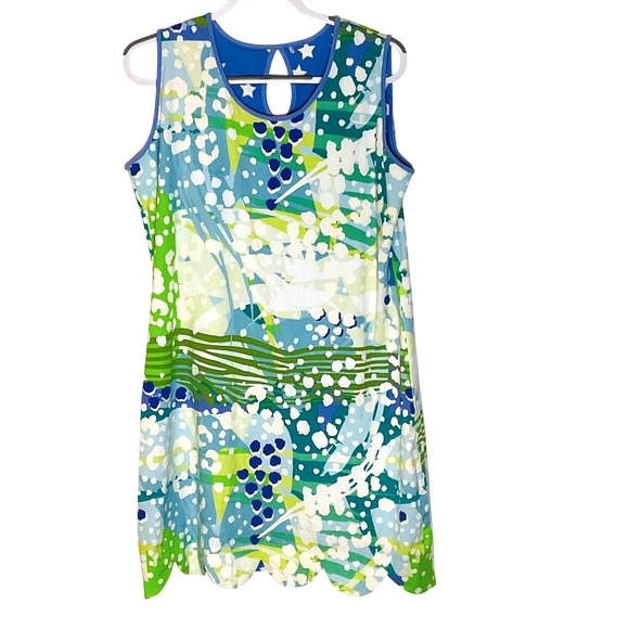 ANACLARE by 3 friends women's reversible dress cotton scalloped star tropical XL - Picture 2 of 7